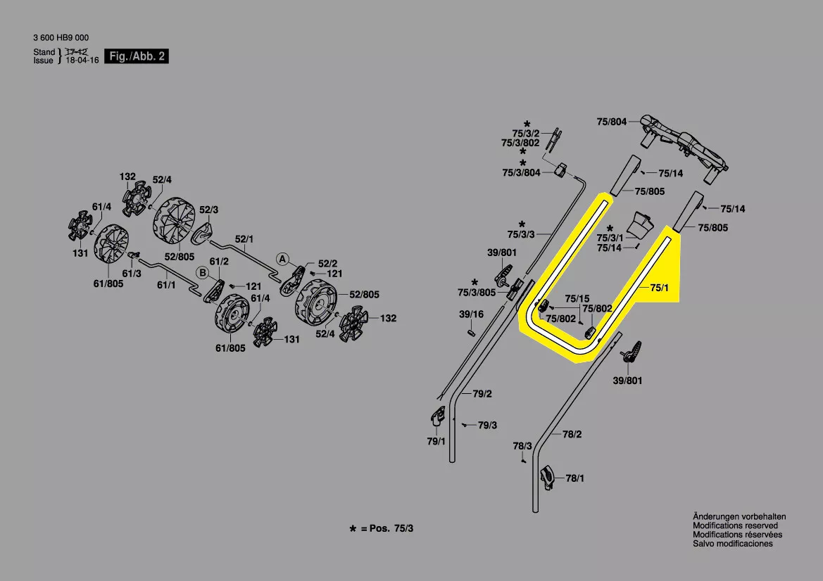 Fourche porte-guidon tondeuse réf. F 016 L90 608 Bosch